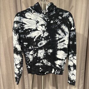 All Saints Black and White Tie-Dye Hoodie